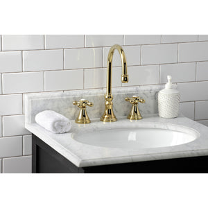 Governor KS2982AX Two-Handle 3-Hole Deck Mount Widespread Bathroom Faucet with Brass Pop-Up, Polished Brass