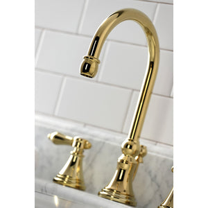 Heirloom KS2982BAL Two-Handle 3-Hole Deck Mount Widespread Bathroom Faucet with Brass Pop-Up, Polished Brass