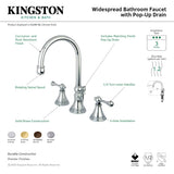 Governor KS2982BL Two-Handle 3-Hole Deck Mount Widespread Bathroom Faucet with Brass Pop-Up, Polished Brass