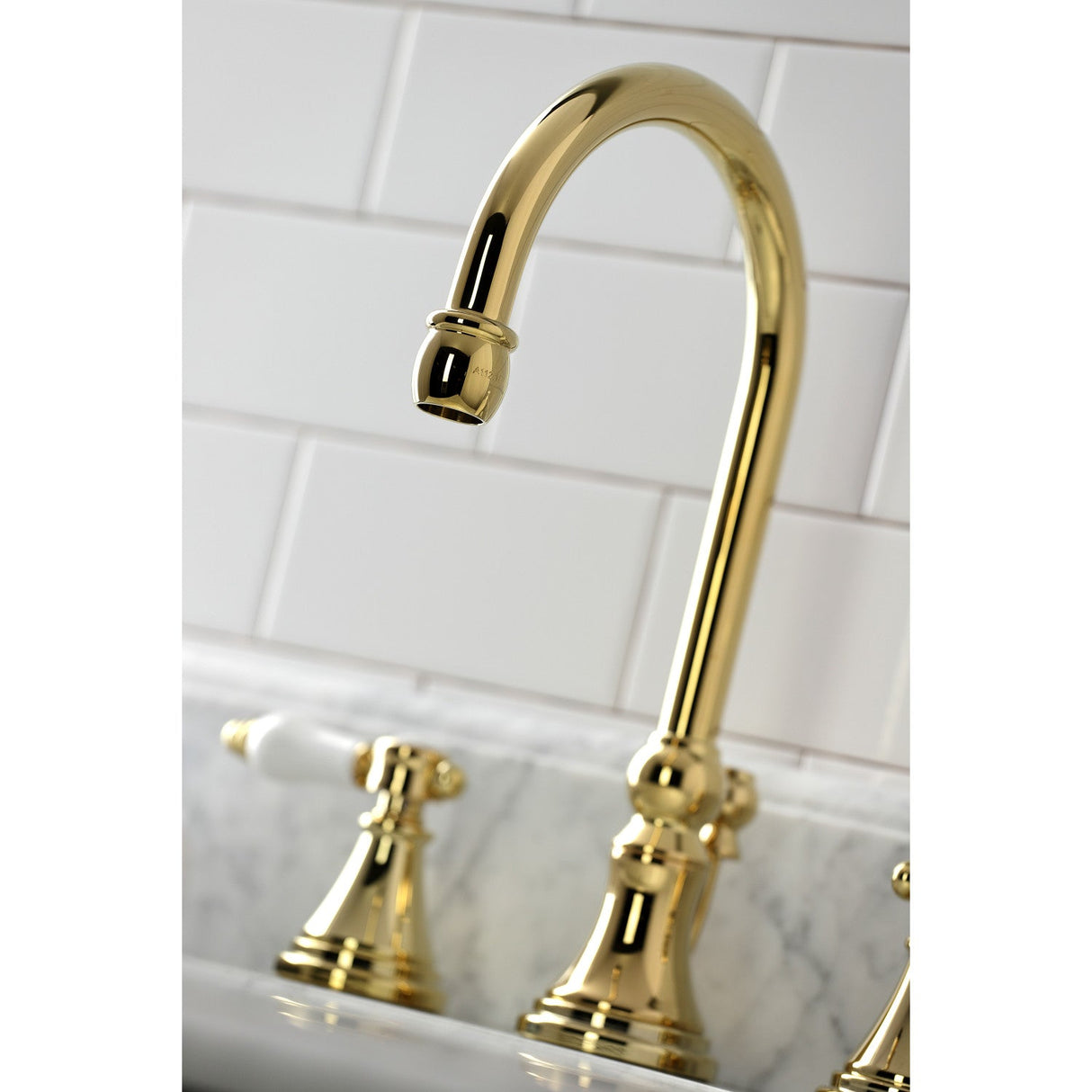 Bel-Air KS2982BPL Two-Handle 3-Hole Deck Mount Widespread Bathroom Faucet with Brass Pop-Up, Polished Brass