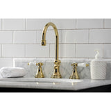 Bel-Air KS2982BPL Two-Handle 3-Hole Deck Mount Widespread Bathroom Faucet with Brass Pop-Up, Polished Brass