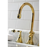 Century KS2982CFL Two-Handle 3-Hole Deck Mount Widespread Bathroom Faucet with Brass Pop-Up, Polished Brass