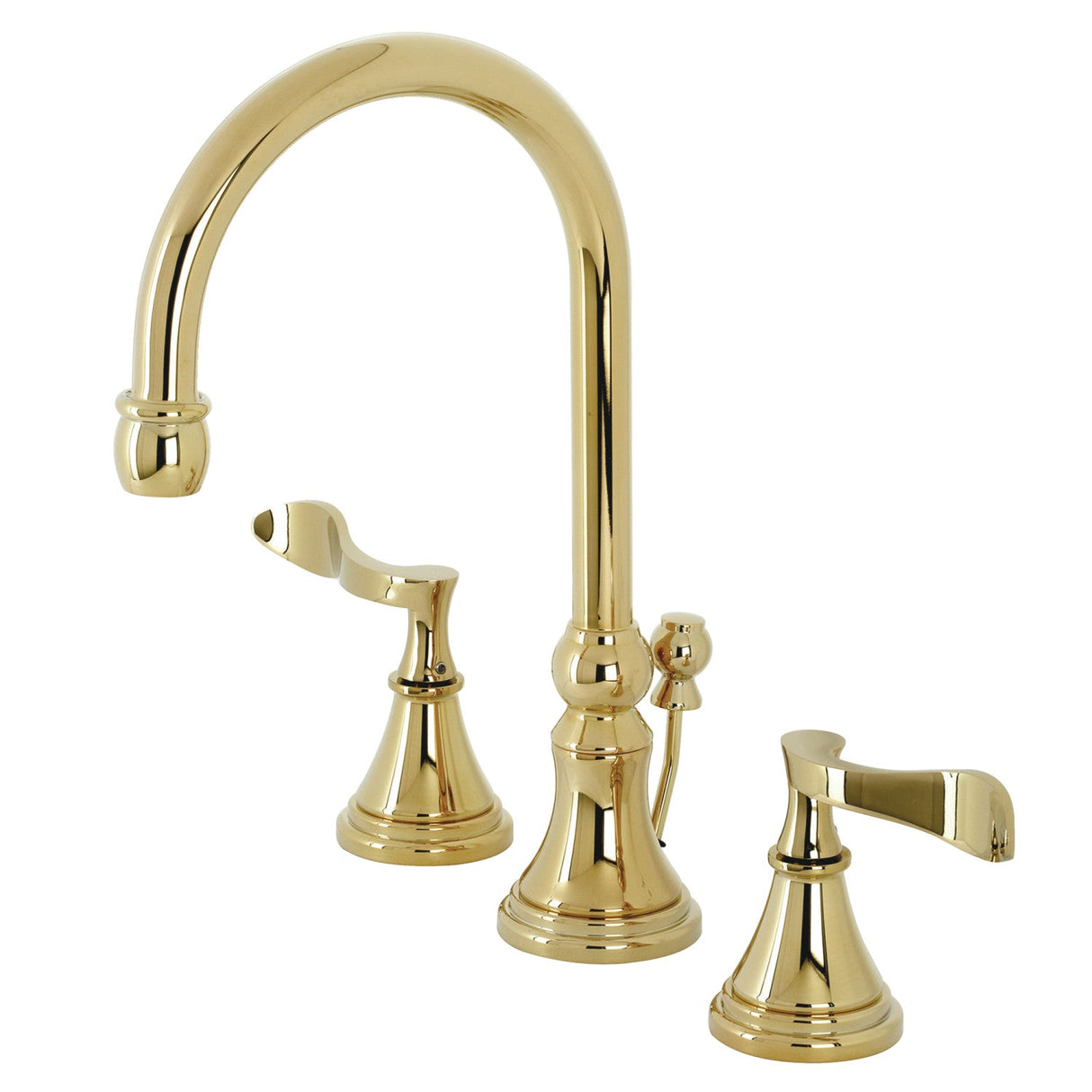 Century KS2982CFL Two-Handle 3-Hole Deck Mount Widespread Bathroom Faucet with Brass Pop-Up, Polished Brass