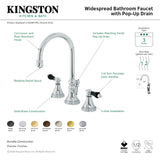 Duchess KS2982PKL Two-Handle 3-Hole Deck Mount Widespread Bathroom Faucet with Brass Pop-Up, Polished Brass