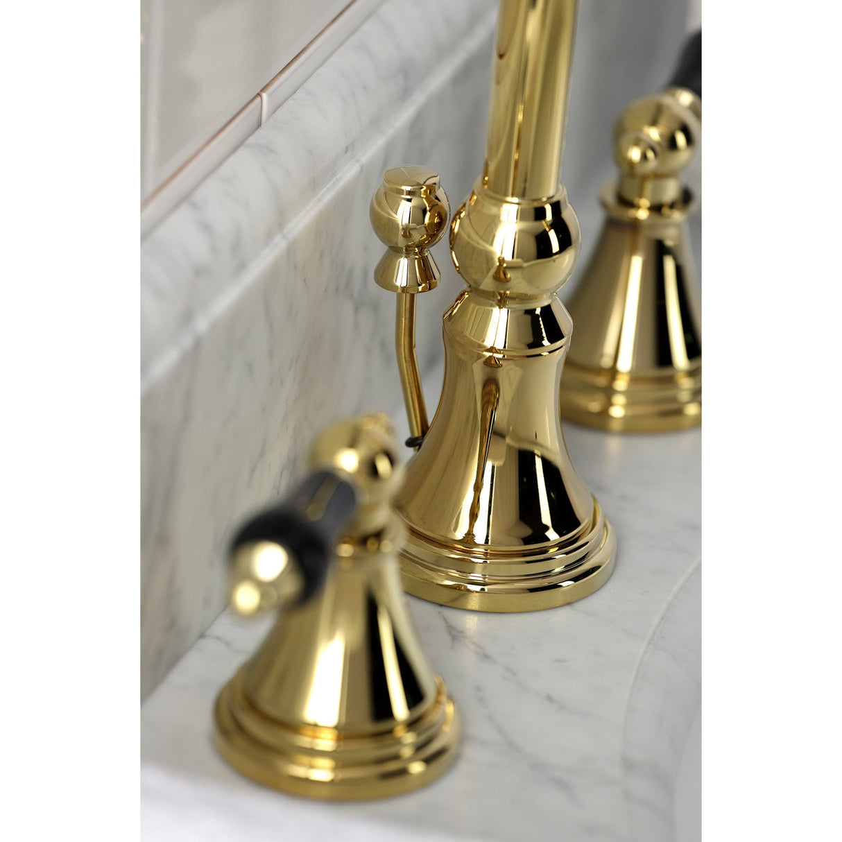 Duchess KS2982PKL Two-Handle 3-Hole Deck Mount Widespread Bathroom Faucet with Brass Pop-Up, Polished Brass