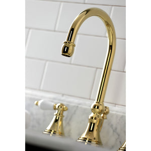 Governor KS2982PL Two-Handle 3-Hole Deck Mount Widespread Bathroom Faucet with Brass Pop-Up, Polished Brass