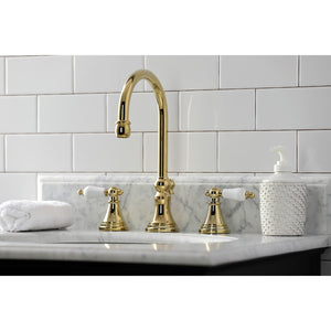 Governor KS2982PL Two-Handle 3-Hole Deck Mount Widespread Bathroom Faucet with Brass Pop-Up, Polished Brass