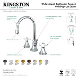 Governor KS2982PX Two-Handle 3-Hole Deck Mount Widespread Bathroom Faucet with Brass Pop-Up, Polished Brass