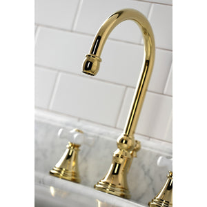 Governor KS2982PX Two-Handle 3-Hole Deck Mount Widespread Bathroom Faucet with Brass Pop-Up, Polished Brass