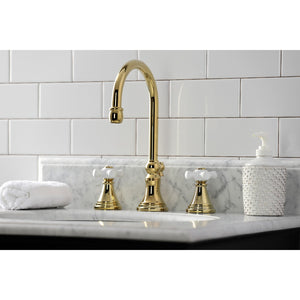 Governor KS2982PX Two-Handle 3-Hole Deck Mount Widespread Bathroom Faucet with Brass Pop-Up, Polished Brass