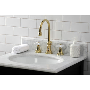 Governor KS2982PX Two-Handle 3-Hole Deck Mount Widespread Bathroom Faucet with Brass Pop-Up, Polished Brass