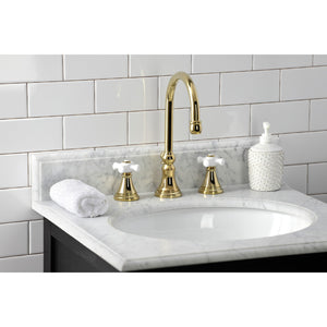 Governor KS2982PX Two-Handle 3-Hole Deck Mount Widespread Bathroom Faucet with Brass Pop-Up, Polished Brass