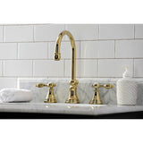 Tudor KS2982TAL Two-Handle 3-Hole Deck Mount Widespread Bathroom Faucet with Brass Pop-Up, Polished Brass