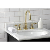 Tudor KS2982TAL Two-Handle 3-Hole Deck Mount Widespread Bathroom Faucet with Brass Pop-Up, Polished Brass