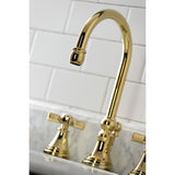 Millennium KS2982ZX Two-Handle 3-Hole Deck Mount Widespread Bathroom Faucet with Brass Pop-Up, Polished Brass