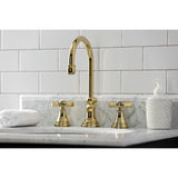 Millennium KS2982ZX Two-Handle 3-Hole Deck Mount Widespread Bathroom Faucet with Brass Pop-Up, Polished Brass