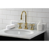 Millennium KS2982ZX Two-Handle 3-Hole Deck Mount Widespread Bathroom Faucet with Brass Pop-Up, Polished Brass