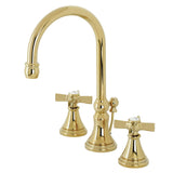 Millennium KS2982ZX Two-Handle 3-Hole Deck Mount Widespread Bathroom Faucet with Brass Pop-Up, Polished Brass