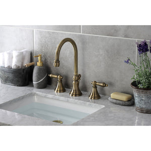 Governor KS2983AL Two-Handle 3-Hole Deck Mount Widespread Bathroom Faucet with Brass Pop-Up, Antique Brass
