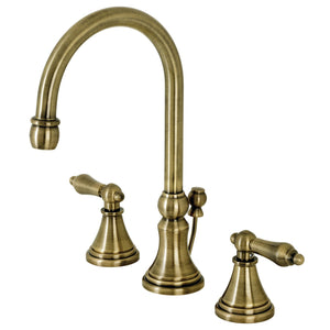 Governor KS2983AL Two-Handle 3-Hole Deck Mount Widespread Bathroom Faucet with Brass Pop-Up, Antique Brass