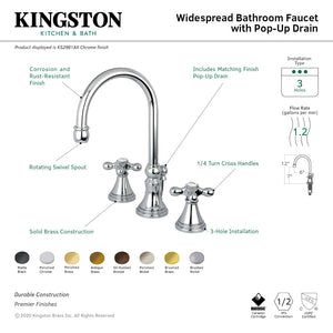 Governor KS2983AX Two-Handle 3-Hole Deck Mount Widespread Bathroom Faucet with Brass Pop-Up, Antique Brass