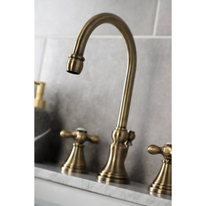 Governor KS2983AX Two-Handle 3-Hole Deck Mount Widespread Bathroom Faucet with Brass Pop-Up, Antique Brass