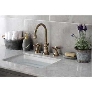 Governor KS2983AX Two-Handle 3-Hole Deck Mount Widespread Bathroom Faucet with Brass Pop-Up, Antique Brass