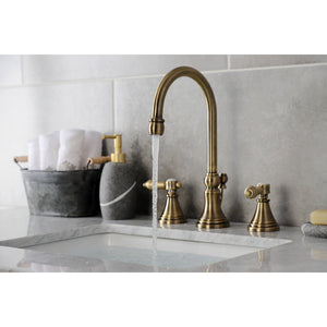 Heirloom KS2983BAL Two-Handle 3-Hole Deck Mount Widespread Bathroom Faucet with Brass Pop-Up, Antique Brass