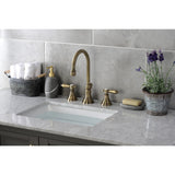 Heirloom KS2983BAL Two-Handle 3-Hole Deck Mount Widespread Bathroom Faucet with Brass Pop-Up, Antique Brass