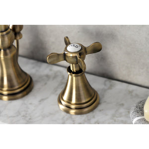 Essex KS2983BEX Two-Handle 3-Hole Deck Mount Widespread Bathroom Faucet with Brass Pop-Up, Antique Brass