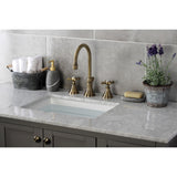 Essex KS2983BEX Two-Handle 3-Hole Deck Mount Widespread Bathroom Faucet with Brass Pop-Up, Antique Brass