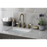 Bel-Air KS2983BPL Two-Handle 3-Hole Deck Mount Widespread Bathroom Faucet with Brass Pop-Up, Antique Brass