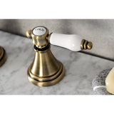 Bel-Air KS2983BPL Two-Handle 3-Hole Deck Mount Widespread Bathroom Faucet with Brass Pop-Up, Antique Brass