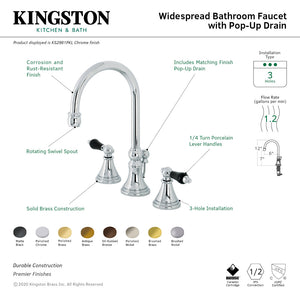 Duchess KS2983PKL Two-Handle 3-Hole Deck Mount Widespread Bathroom Faucet with Brass Pop-Up, Antique Brass