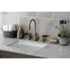Duchess KS2983PKL Two-Handle 3-Hole Deck Mount Widespread Bathroom Faucet with Brass Pop-Up, Antique Brass