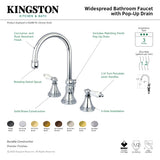 Governor KS2983PL Two-Handle 3-Hole Deck Mount Widespread Bathroom Faucet with Brass Pop-Up, Antique Brass