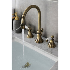 Governor KS2983PL Two-Handle 3-Hole Deck Mount Widespread Bathroom Faucet with Brass Pop-Up, Antique Brass