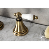 Governor KS2983PL Two-Handle 3-Hole Deck Mount Widespread Bathroom Faucet with Brass Pop-Up, Antique Brass