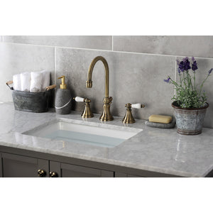 Governor KS2983PL Two-Handle 3-Hole Deck Mount Widespread Bathroom Faucet with Brass Pop-Up, Antique Brass