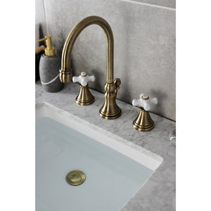 Governor KS2983PX Two-Handle 3-Hole Deck Mount Widespread Bathroom Faucet with Brass Pop-Up, Antique Brass