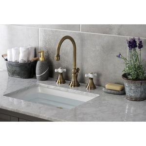 Governor KS2983PX Two-Handle 3-Hole Deck Mount Widespread Bathroom Faucet with Brass Pop-Up, Antique Brass