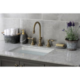 Tudor KS2983TAL Two-Handle 3-Hole Deck Mount Widespread Bathroom Faucet with Brass Pop-Up, Antique Brass