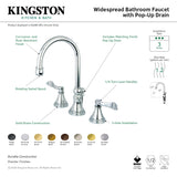 NuFrench KS2985DFL Two-Handle 3-Hole Deck Mount Widespread Bathroom Faucet with Brass Pop-Up, Oil Rubbed Bronze