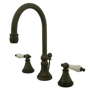 Governor KS2985PL Two-Handle 3-Hole Deck Mount Widespread Bathroom Faucet with Brass Pop-Up, Oil Rubbed Bronze