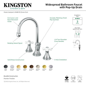 Governor KS2985PX Two-Handle 3-Hole Deck Mount Widespread Bathroom Faucet with Brass Pop-Up, Oil Rubbed Bronze