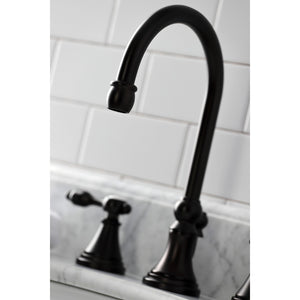 Tudor KS2985TAL Two-Handle 3-Hole Deck Mount Widespread Bathroom Faucet with Brass Pop-Up, Oil Rubbed Bronze