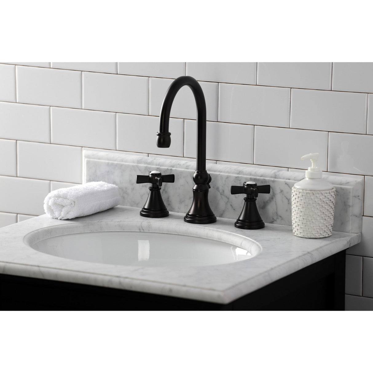 Millennium KS2985ZX Two-Handle 3-Hole Deck Mount Widespread Bathroom Faucet with Brass Pop-Up, Oil Rubbed Bronze