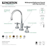 Governor KS2986AX Two-Handle 3-Hole Deck Mount Widespread Bathroom Faucet with Brass Pop-Up, Polished Nickel