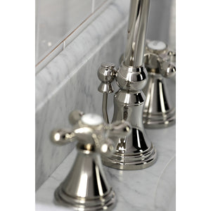 Governor KS2986AX Two-Handle 3-Hole Deck Mount Widespread Bathroom Faucet with Brass Pop-Up, Polished Nickel
