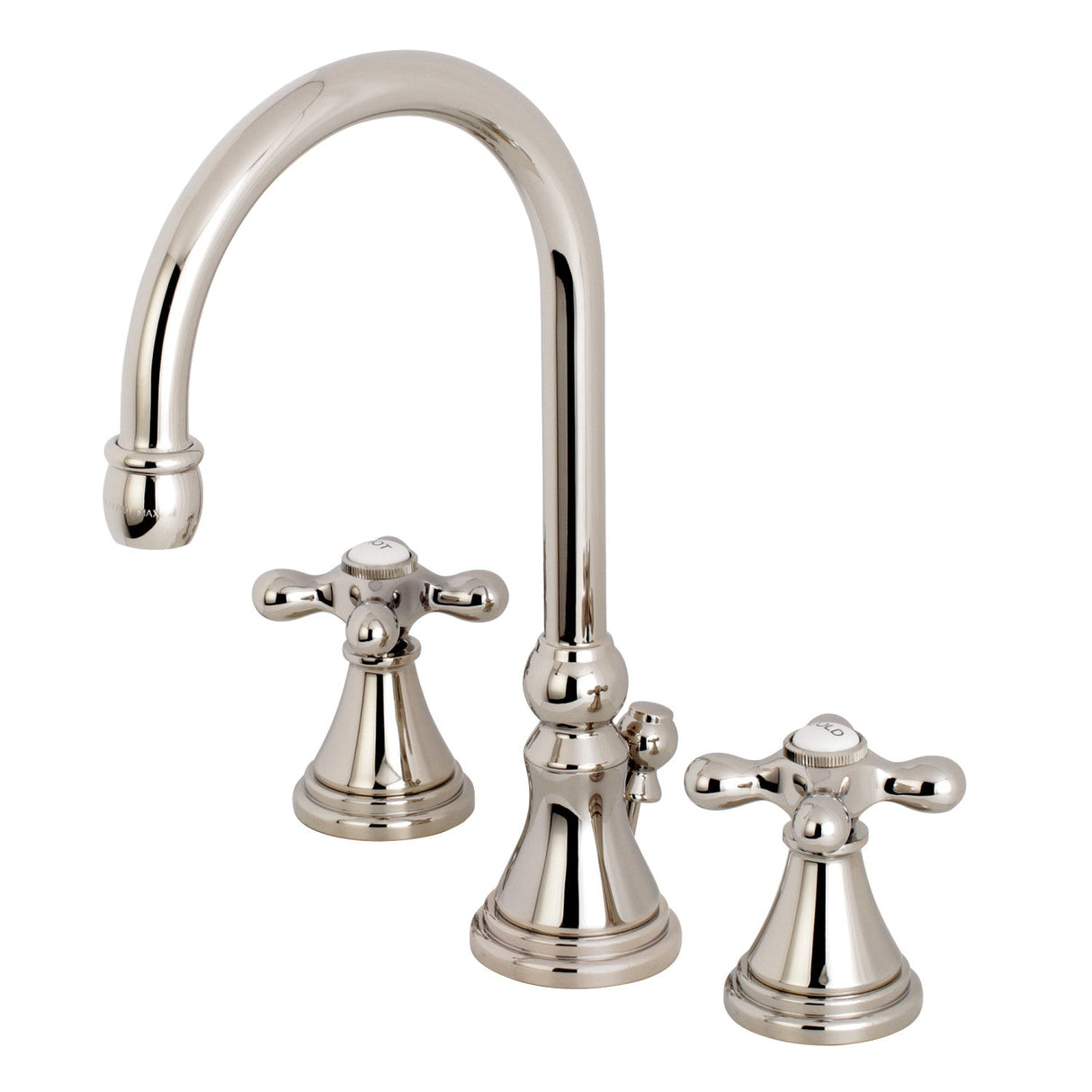 Governor KS2986AX Two-Handle 3-Hole Deck Mount Widespread Bathroom Faucet with Brass Pop-Up, Polished Nickel